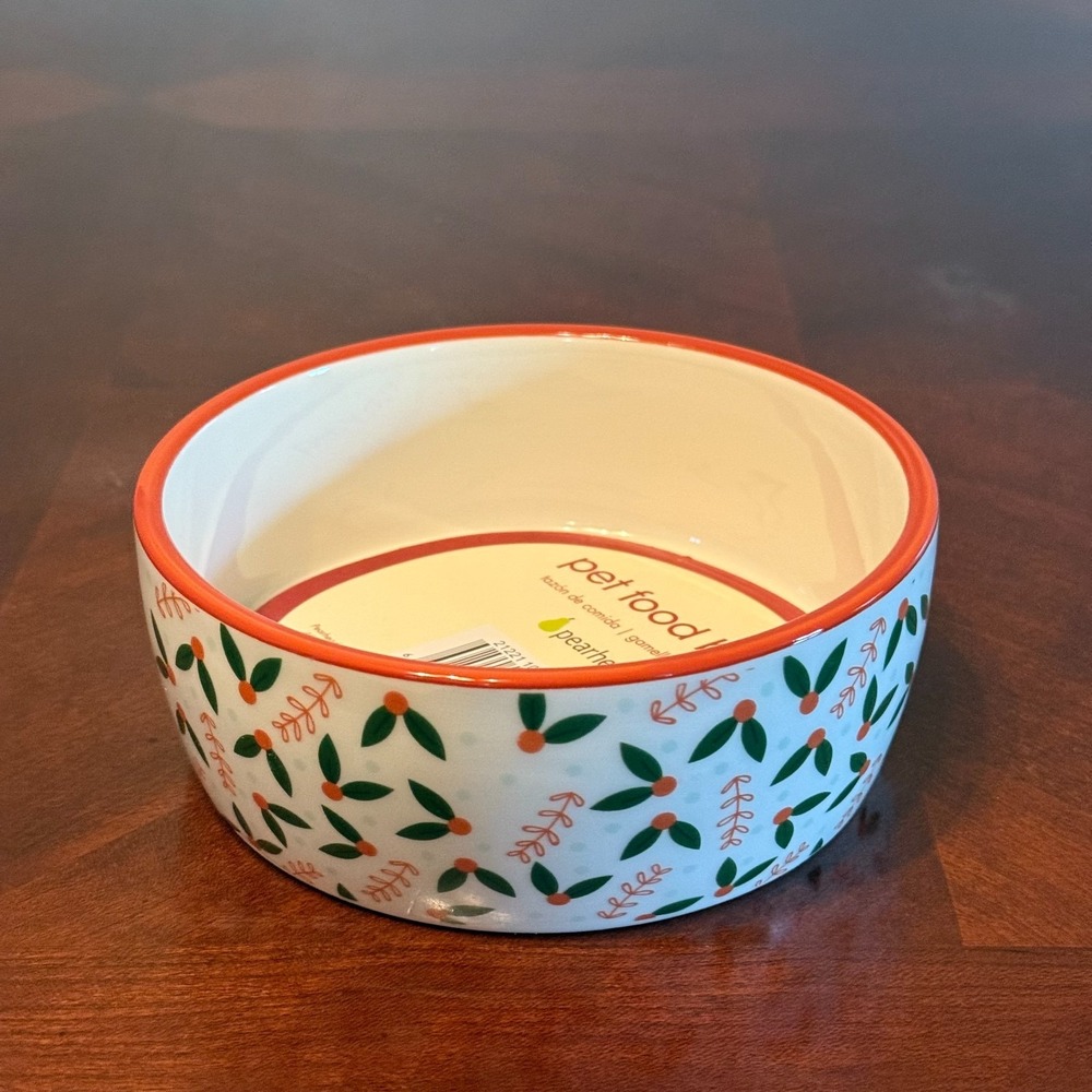Pearhead Pet Food Bowl Merry‎ Catmas Ceramic Holiday Cat Dish
